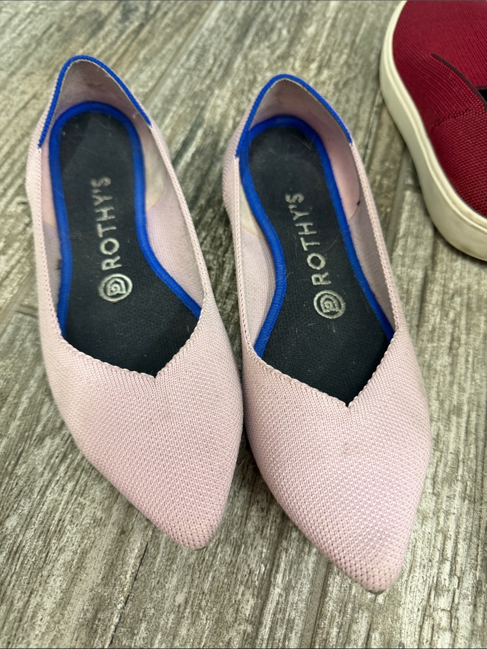 Rothy's Blush Pink Pointed Knit Flats
